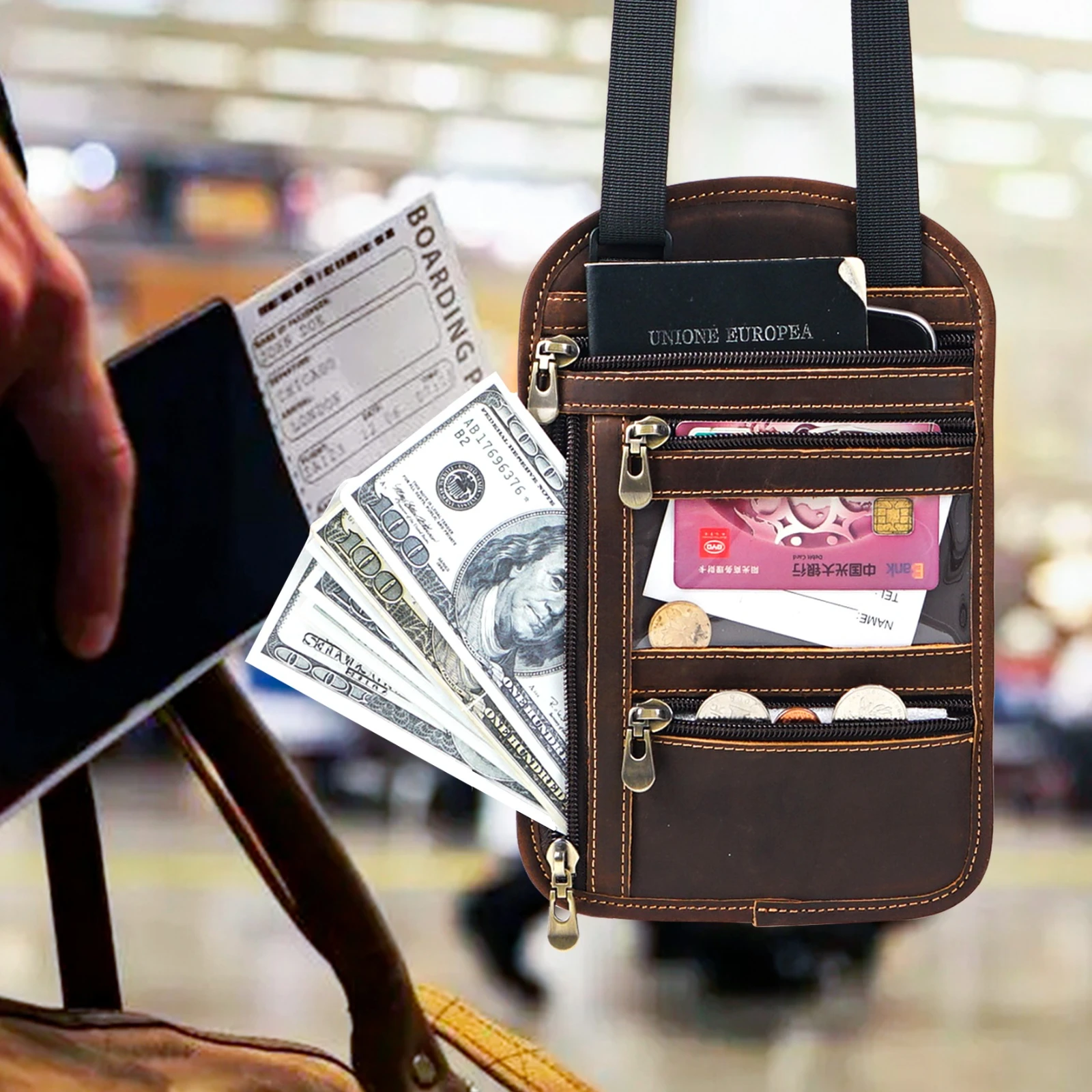 

Genuine Leather Passport Wallet Credit Card Case RFID Blocking Passport Holder Cover Portable Travel Accessories for Women Men