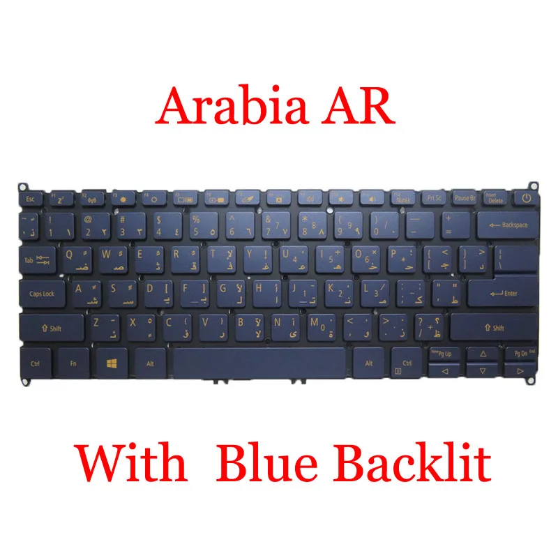 

Laptop Blue Backlit Keyboard For ACER SV03P_A72LWL ACM16M23A0 31804E22K201 NK.I1313.1FY Arabia AR Black NO Frame New