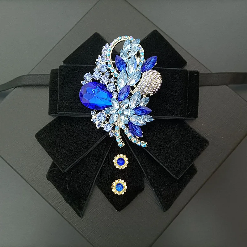 Herren Fliege Samt Strasssteine Handgefertigter Schmuck Geschenke High-End Business Bankett Anzug Hemdkragen Blume Männer Hochzeit Fliege – Detail 6
