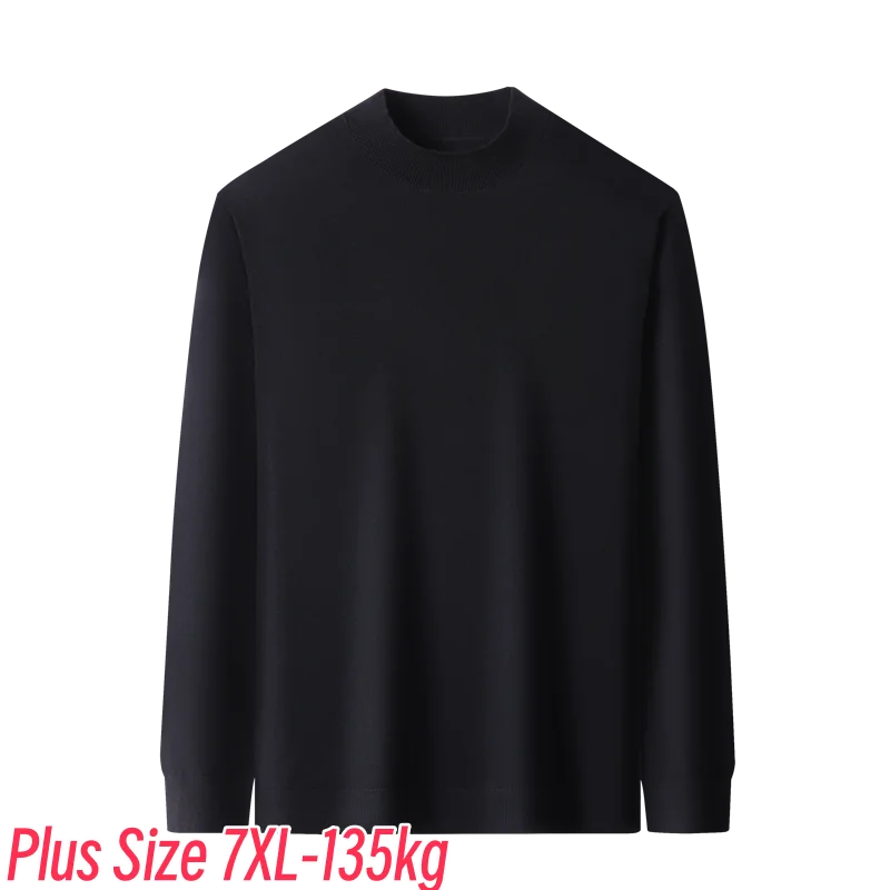 7XL حجم كبير الرجال الأساسية سترة الخريف المعتاد متماسكة تيز كم طويل الدهون الذكور حجم كبير البلوز البلوز القمم