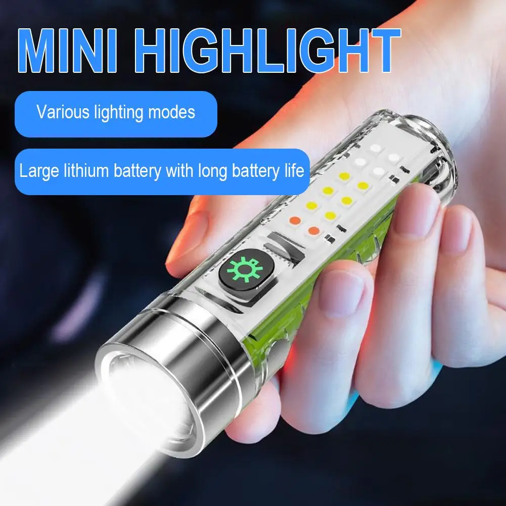 Portable Aluminum Alloy Mini Flashlight Super Bright Pocket Handheld Hiking Accessories Torch Flashlight USB Torch Outdoor O4H6