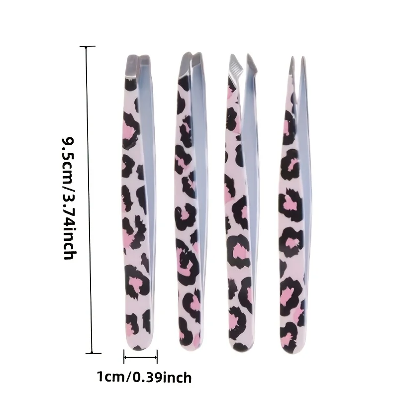 Picture 5: Leopard Print Eyebrow Tweezers Set Compatible for Mustache & Beard Grooming High-Precision Stainless Steel Hair Removal