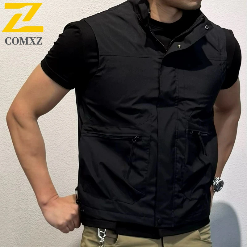 2025 Autumn New Men's US Work Vest Male Photographer Hiking Fishing Lightweight Waistcoat Mesh Cargo Sleeveless Jacket Tool Vest