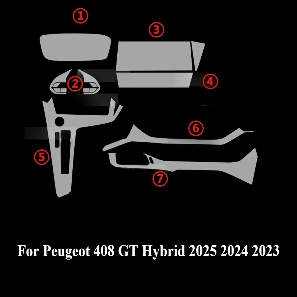 

Защитная пленка, аксессуары для интерьера, прозрачный ТПУ для Peugeot 408 GT Hybrid 2025 2024, панель переключения передач, навигационная центральная консоль PPF