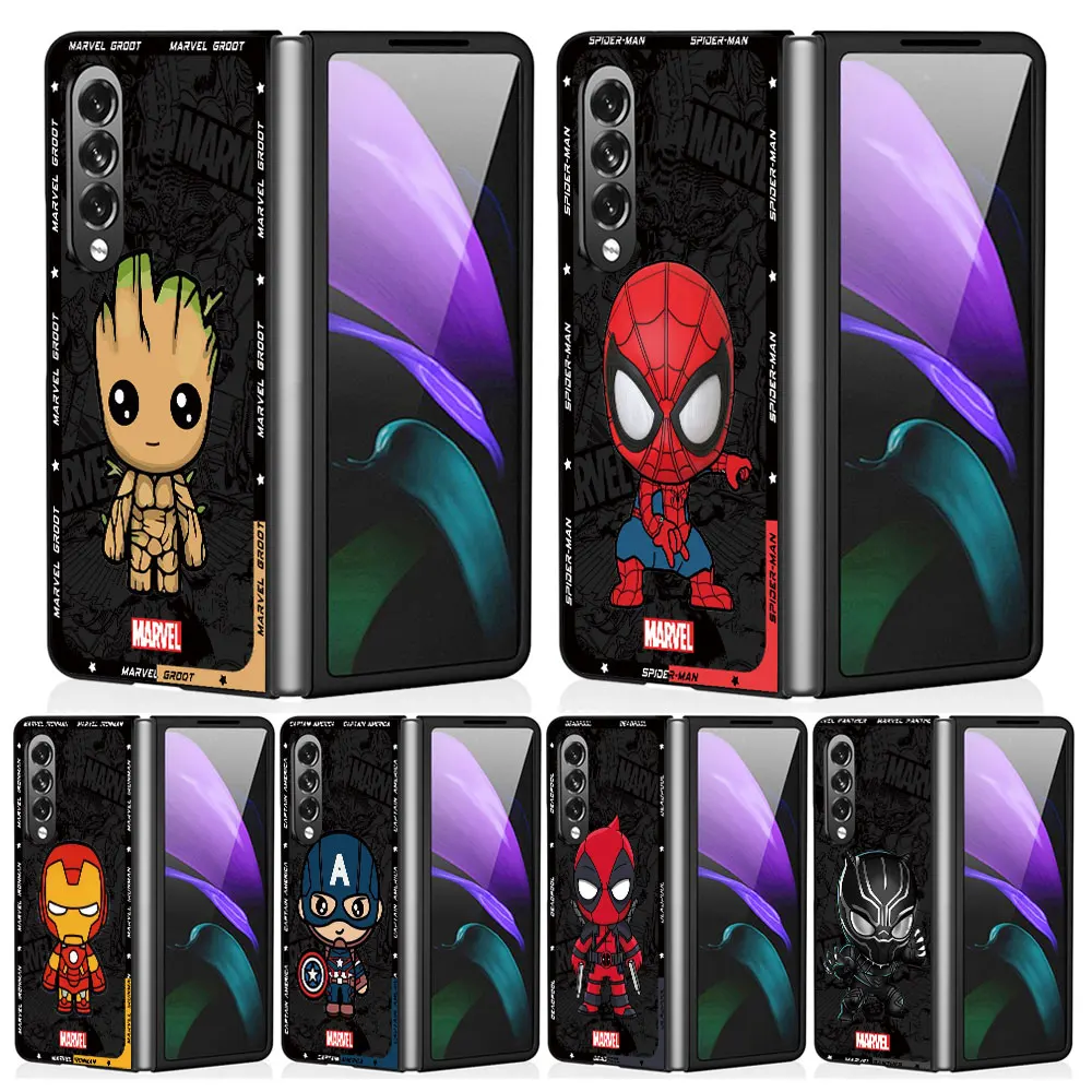 Luxury Hard PC for Samsung Galaxy ZFold4 Z Fold3 Z Fold5 5G Z Fold4 Shockproof Cases Cover Cartoon Marvel Groot Spiderman