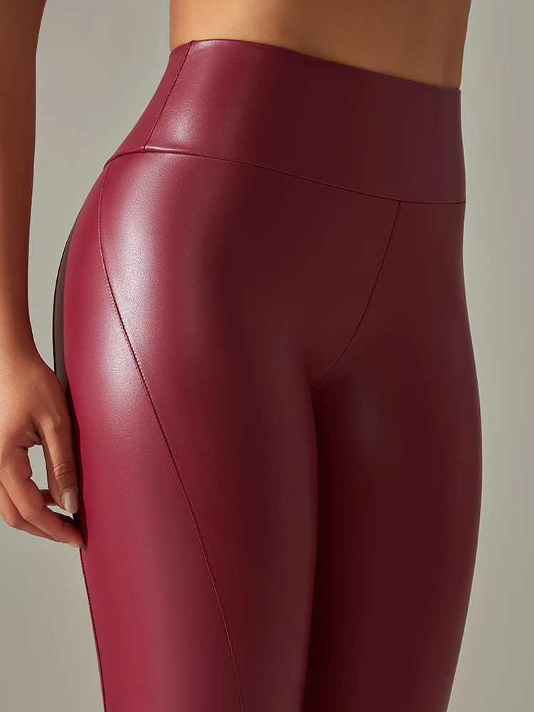 Techtrelle-Leggings de cuero PU para mujer, pantalones de cintura alta, elásticos, sexys y ajustados, multicolor, novedad