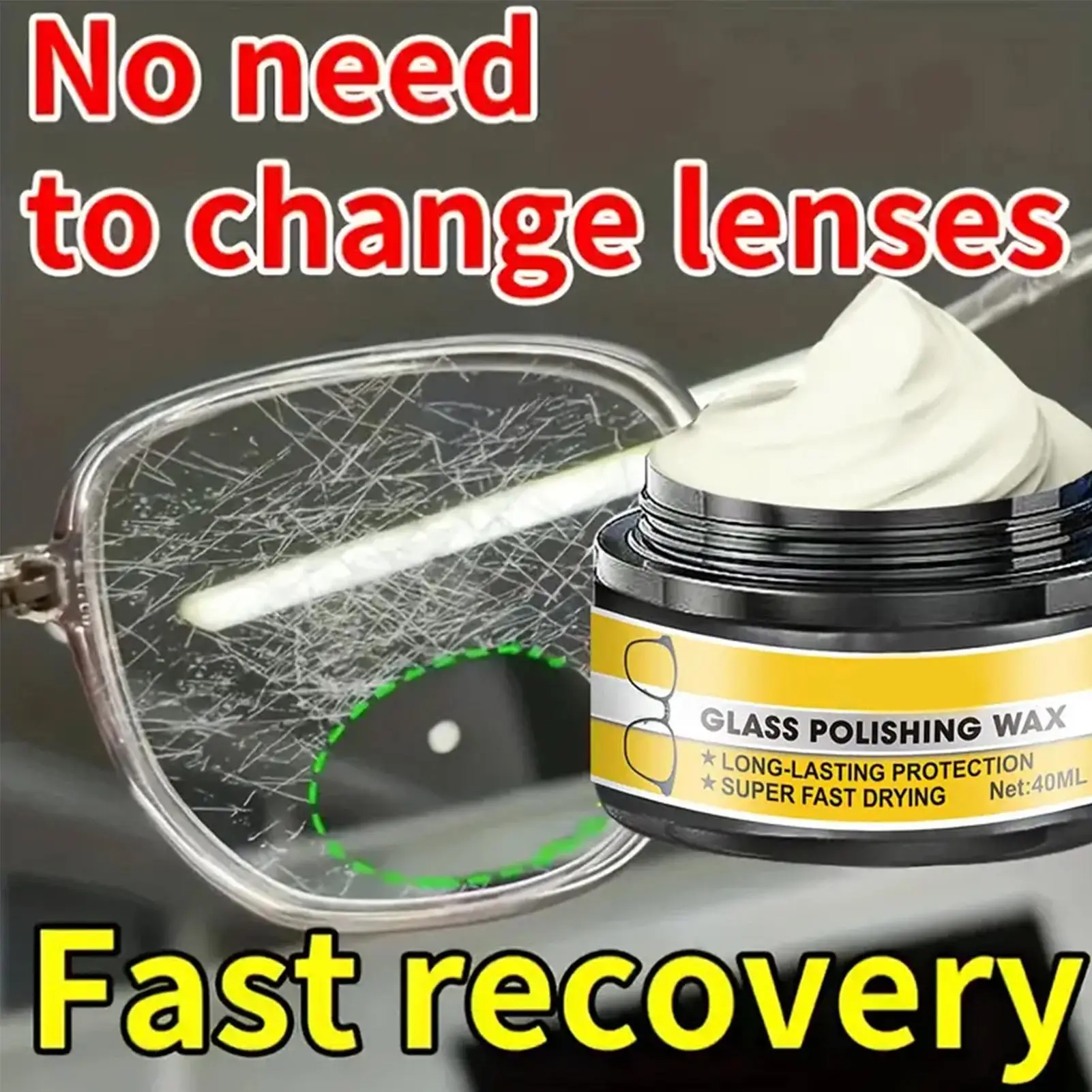 Multi-Surface Scratch Remover Paste Long-Lasting Formula for Glasses Car Windshield, Erases Scratches from Phone Camera Watch