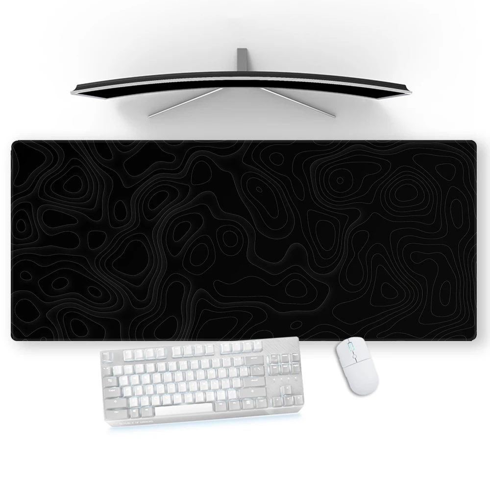 Strata Liquid Deskmat Extra Large Mouse Pad Black Play Mat 1200x600 Mousepad Gamer Topographic Desk Accessories Keyboard Support