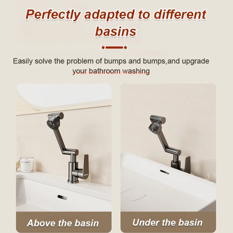 Bathroom wash basin multifunction rotatable hot and cold universal faucet