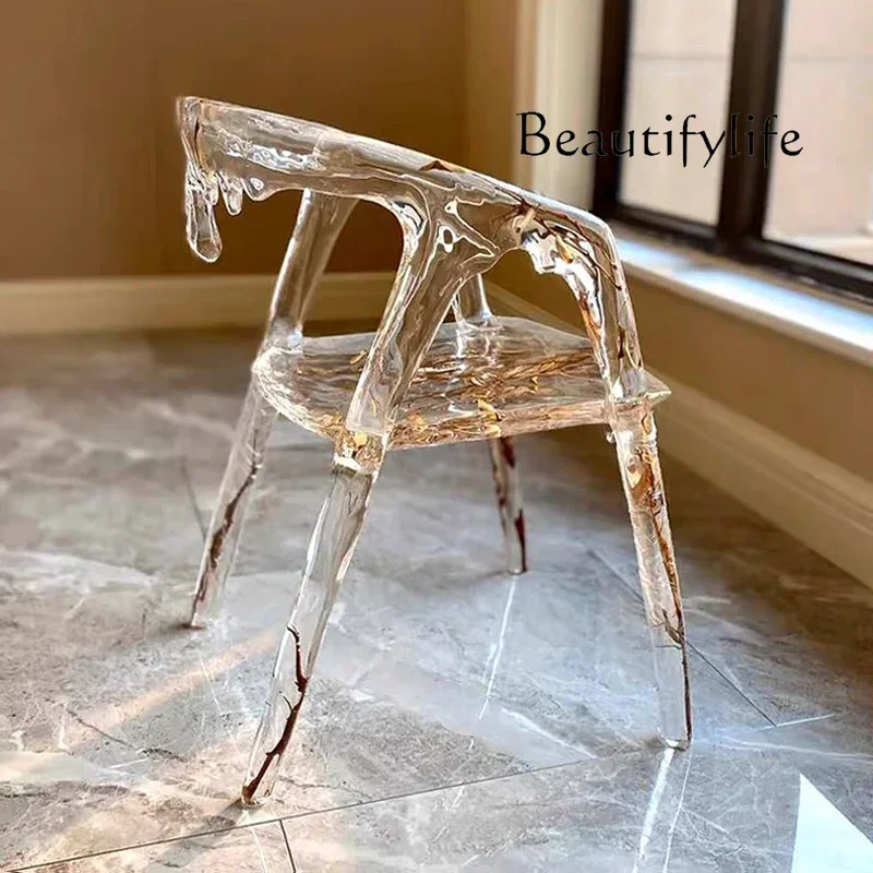 

BJ Designer Transparent Epoxy Chair Special-shaped Acrylic Water Drop Leaves Casual Fashion