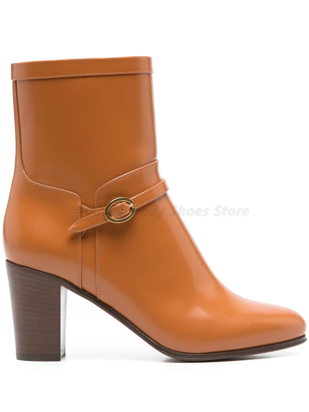 

Brown Fashionable Women's Boots Sexy Thick Heeled Shoes Fashionable Runway Styles European and American Foreign Trade