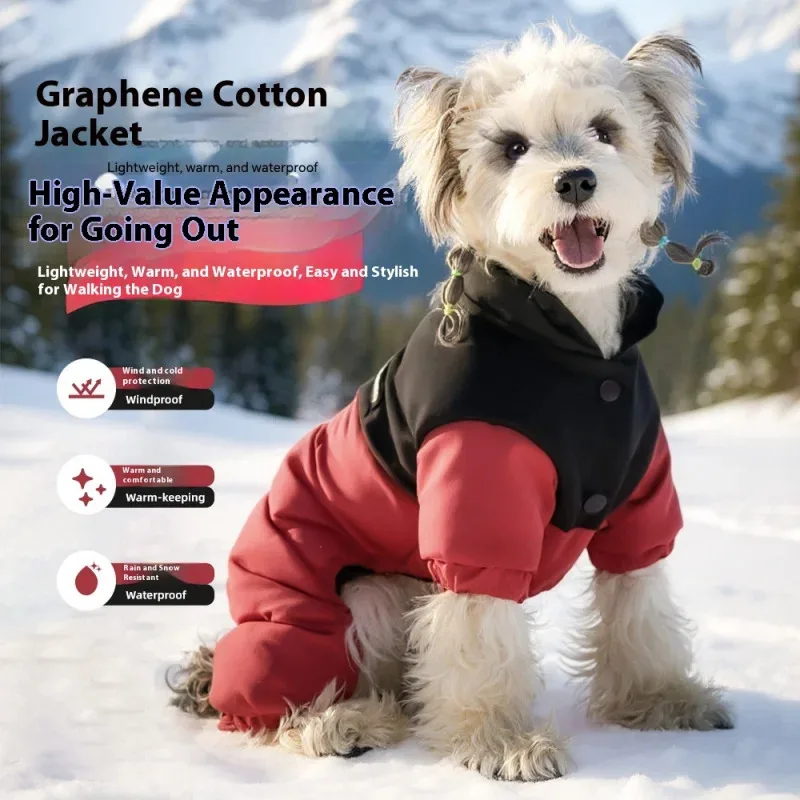 

4-Leg Windproof Dog Coat - Thermal Insulated Snowsuit with Stand Collar, Full Body Warm Apparel for Small Medium Dogs