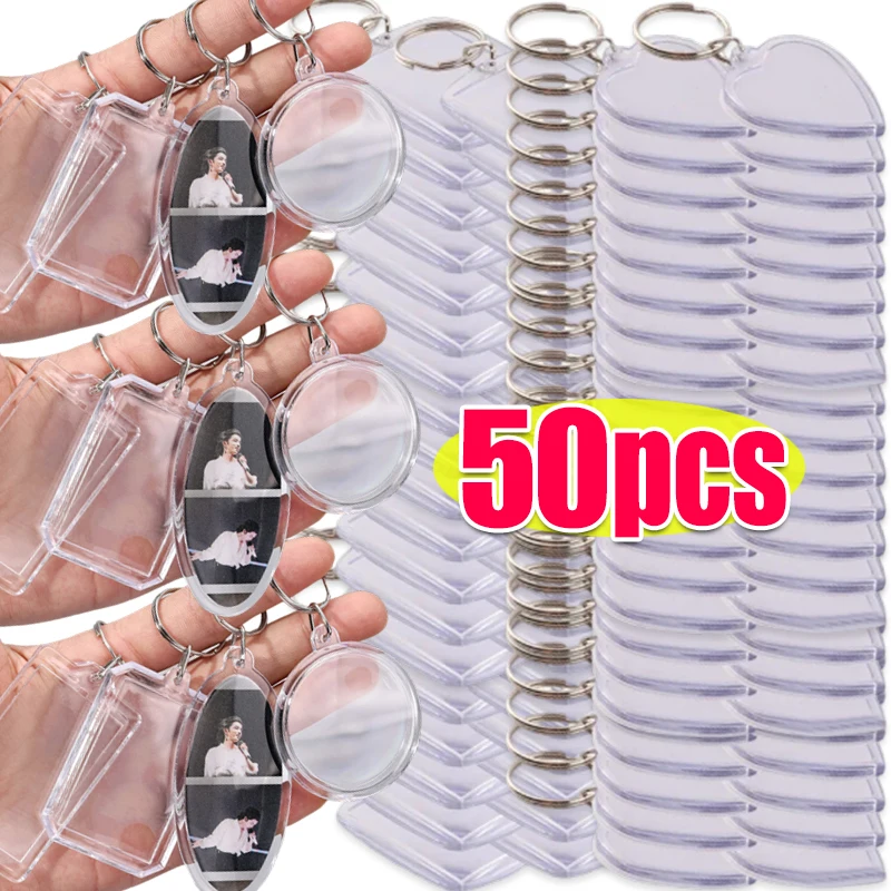 

5/50pcs Transparent Photo Frame Keychain Tassels Snap-In Custom Insert Photo Acrylic Blank Keyring Clear Blank Picture Pendant