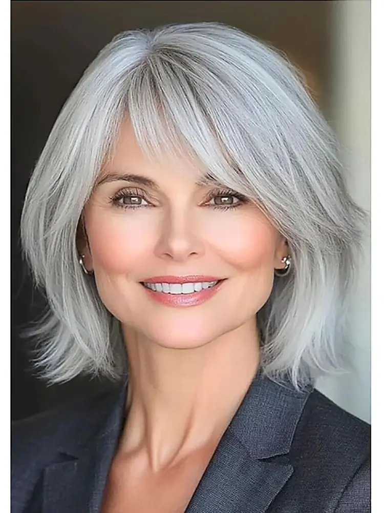 Synthetic Hair Wig Short Grey Wig