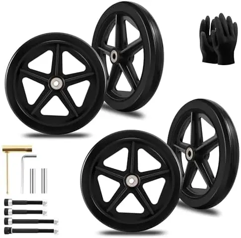 

4Pcs 8" Solid Rubber Wheels – Durable PU Tires, Anti-Slip ABS Hub, Easy Install