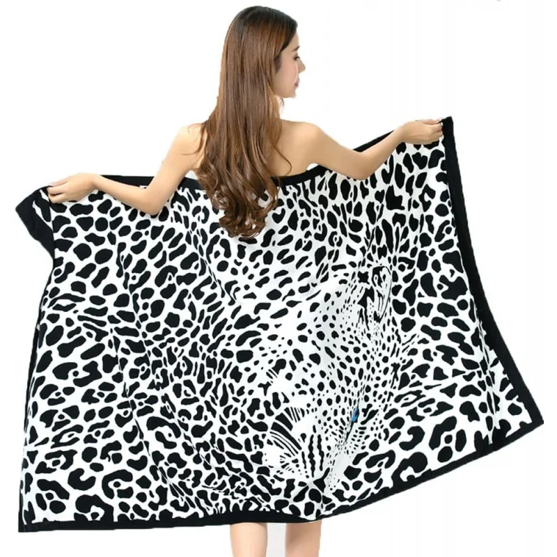 

BWinka 100% Cotton 100*180 Sexy Leopard Beach Towel Soft Large Terry Cloth Men's Woman's Bath Towel