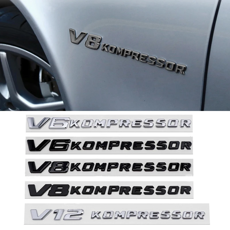 For V6 V8 V12 KOMPRESSOR Car Side Emblem Trunk Badge Sticker for Mercedes Benz W212 W213 W204 W205 W168 W176 CLK GLA G63 G500