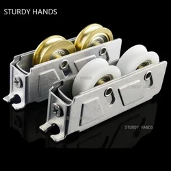 2pcs/lot Panning Cupboard Door Stainless Steel Double Wheel Roller Sliding Doors Windows Sliding Track Pulley Furniture Hardware