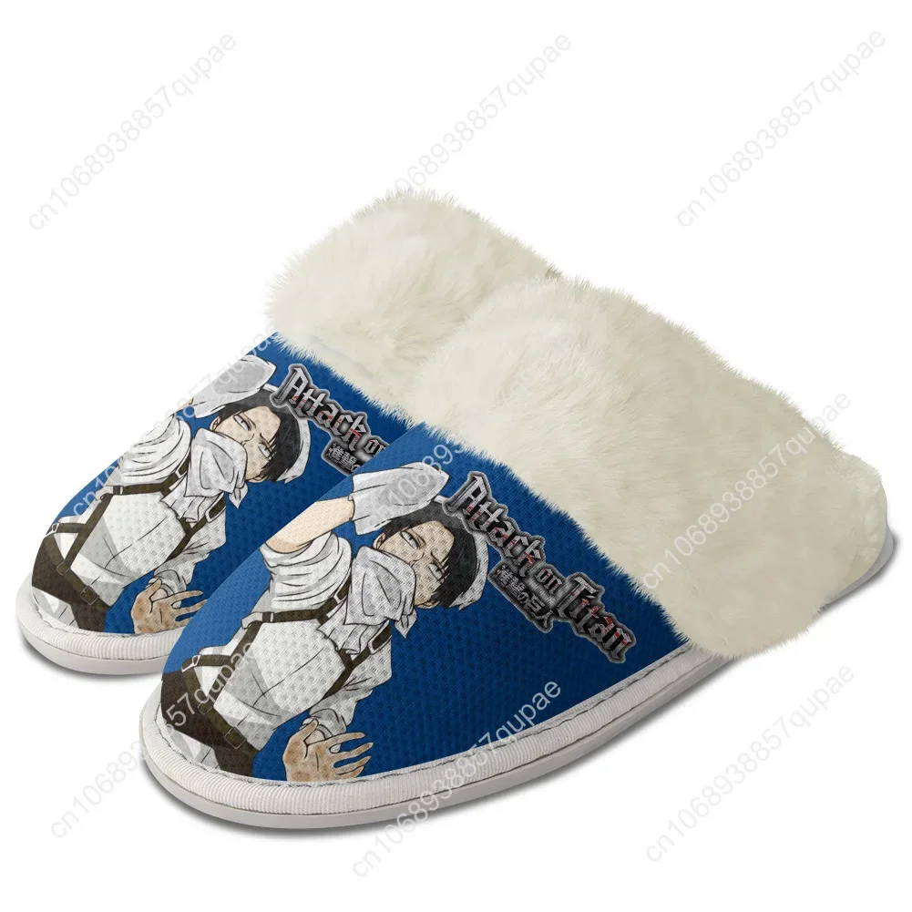 Attack on Titan Plush Slippers Anime Men Women Teenager Cotton Shoes Home Bedroom Warm Slipper Thermal Lightweight Custom Shoes