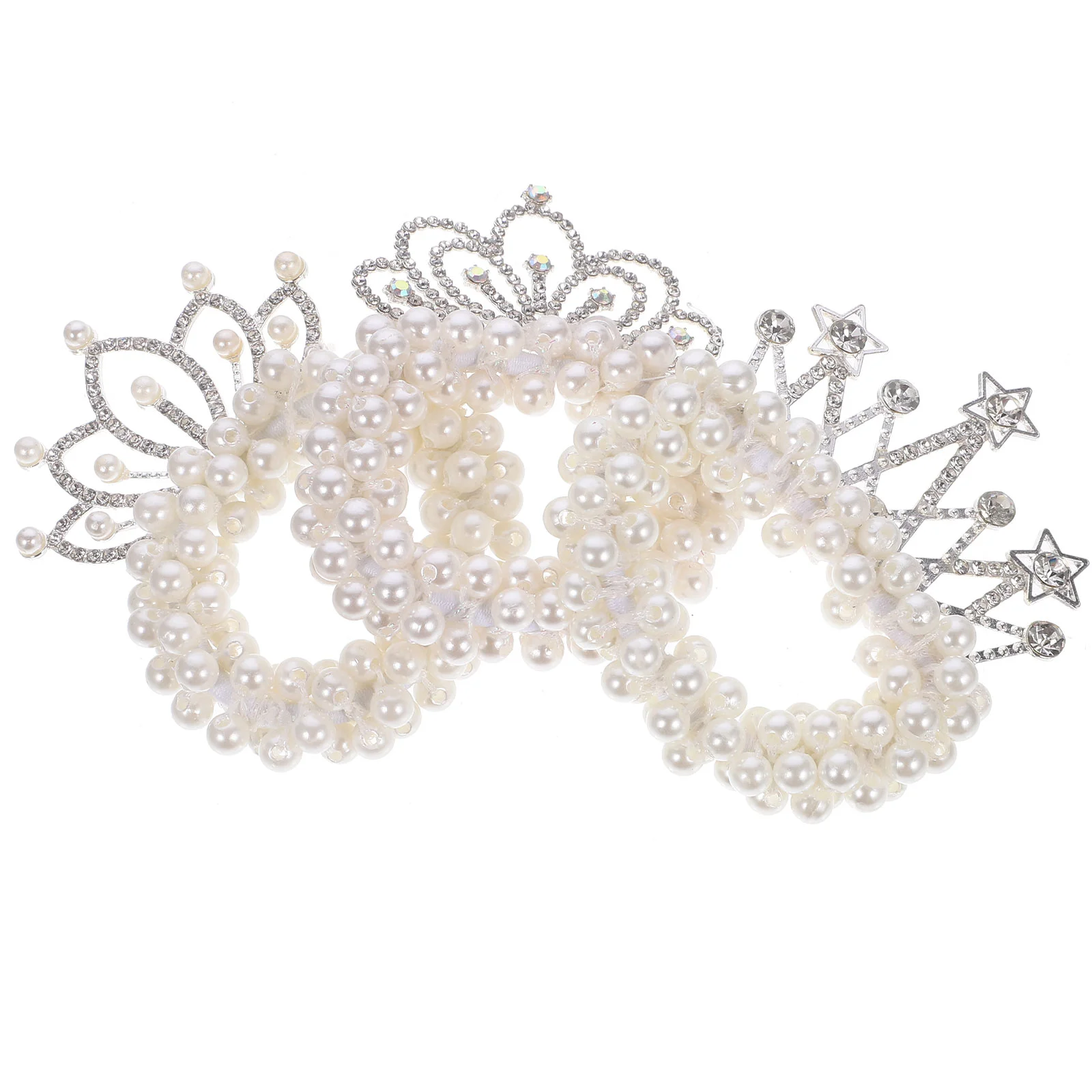 

Hair Steamer Children's Tiara Ponytail Holders Pearl Crown Scrunchies Colorful Ties