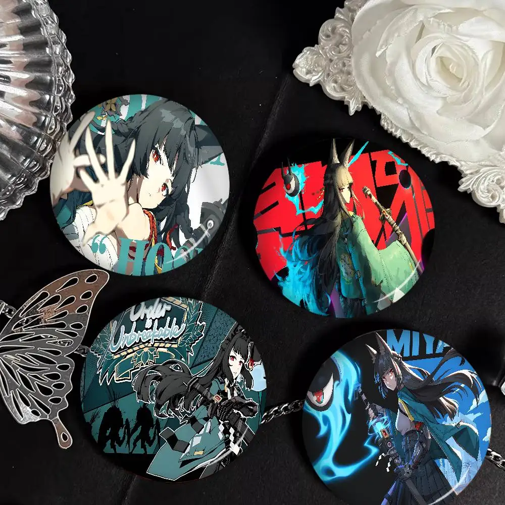 Anime Girl Hoshimi Miyabi Cartoon Brooches Anime Badge Round Handmade Brooch Lapel Pins Jewelry for Backpack Clothes Gifts