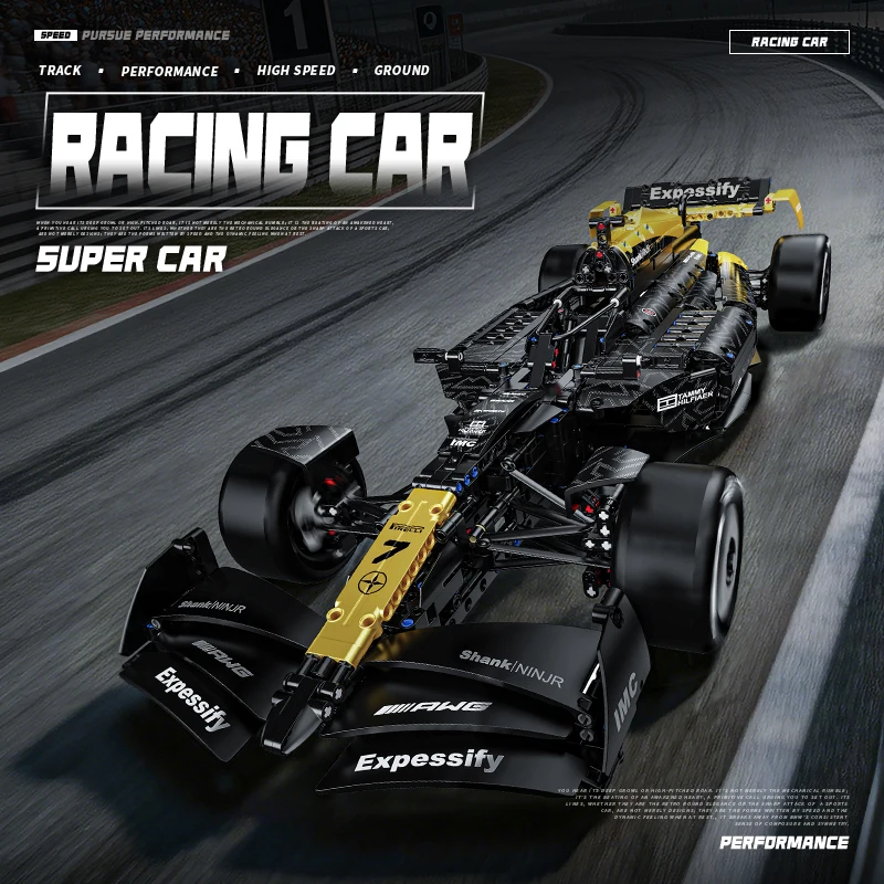 

1:8 Technical Supercar formula racing building blocks MOC City Speed Famous car brick assembly toy birthday gift