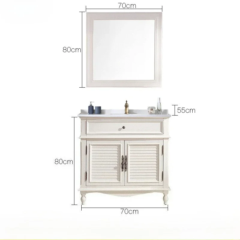 

American bathroom cabinet combination oak marble washbasin cabinet sink solid wood washstand