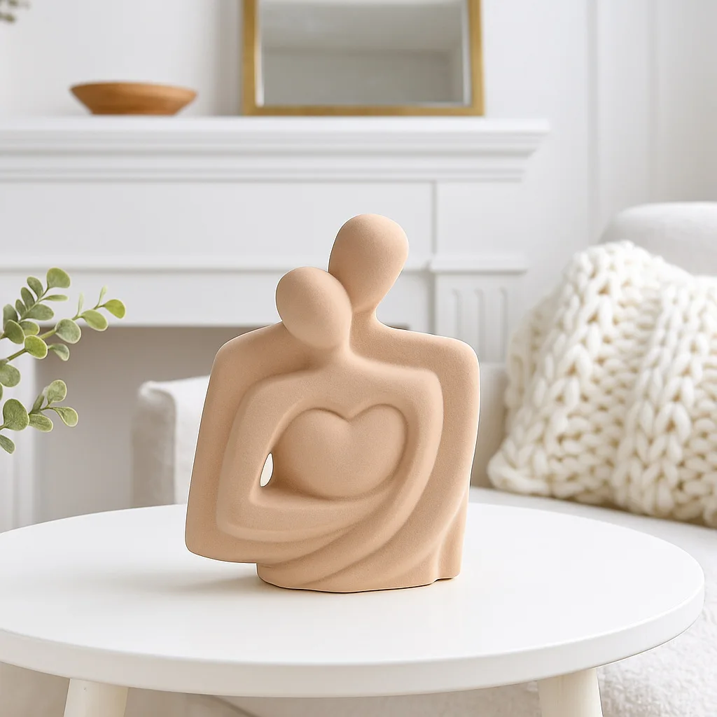 Home Decor Ceramic Couple Embrace Figurine Minimalist Light Luxury Sculpture Gift For Room Bedroom Soft Furnishing Ornament 3