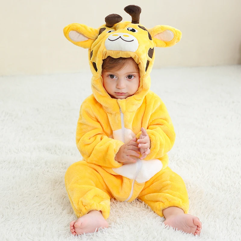 Easter Dinosaur Rabbit Baby Rompers Winter Hooded Flannel Toddler Infant Clothes Overall Bodysuit Jumpsuit Costume For Kids Bebe