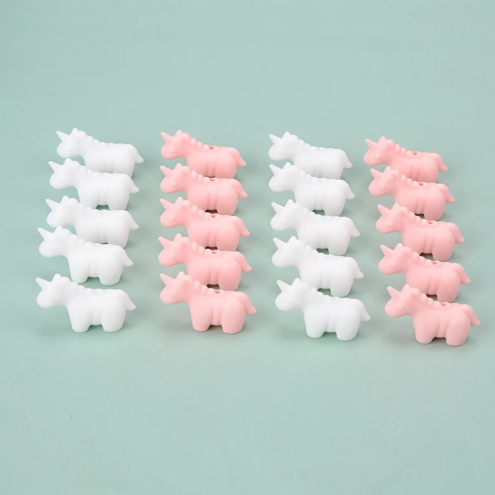 LOFCA 5/10 Pcs/lot unicorn beads BPA Free DIY Loose Bead For Teething Necklace Animal Shaped Pacifier Holder Jewelry Accessories