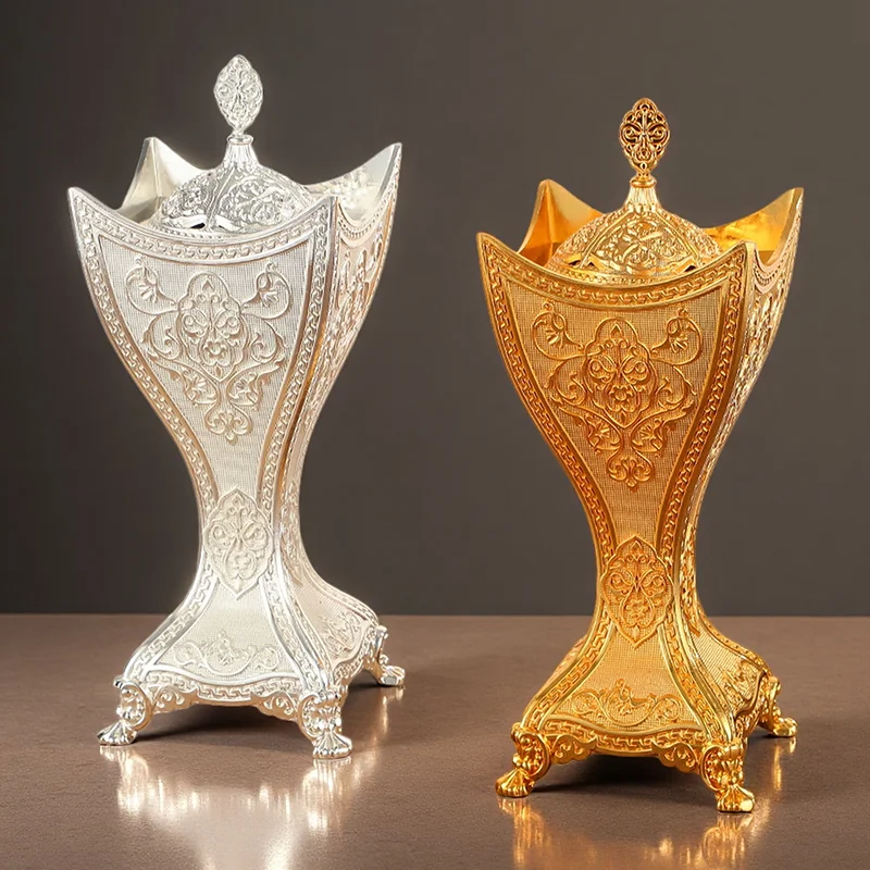 29cm Light Luxury Alloy Incense Burner Metal Vintage Classic Home Decor Ornaments Exquisite Cone Censer Sandalwood Holder