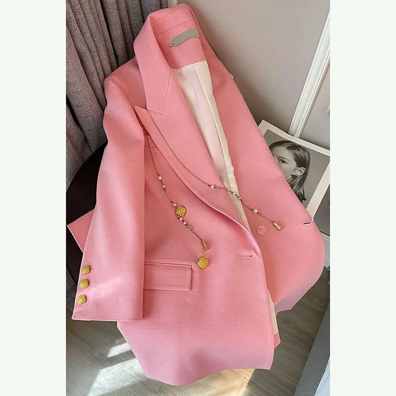 Spring and Autumn Suit Coat Women\'s Autumn 2023 New Leisure Fashion Design  Pink Suit  jacket women