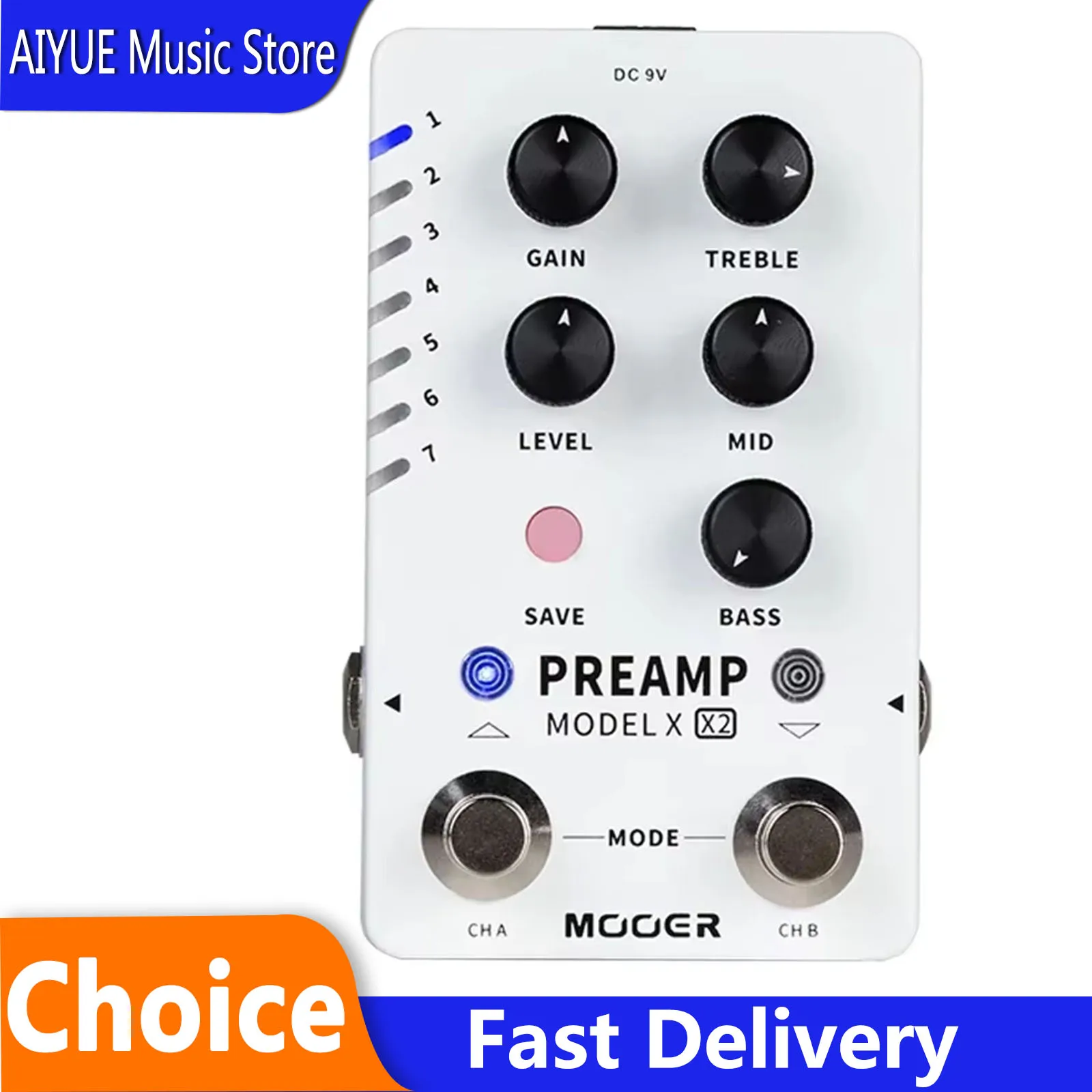 Pedal de Preamplificador MOOER PREAMP MODEL X X2 con 28 Posiciones Intercambiables para Etapa Frontal y Posición Global de Carga de Altavoz, Accesorios y Piezas para Guitarra