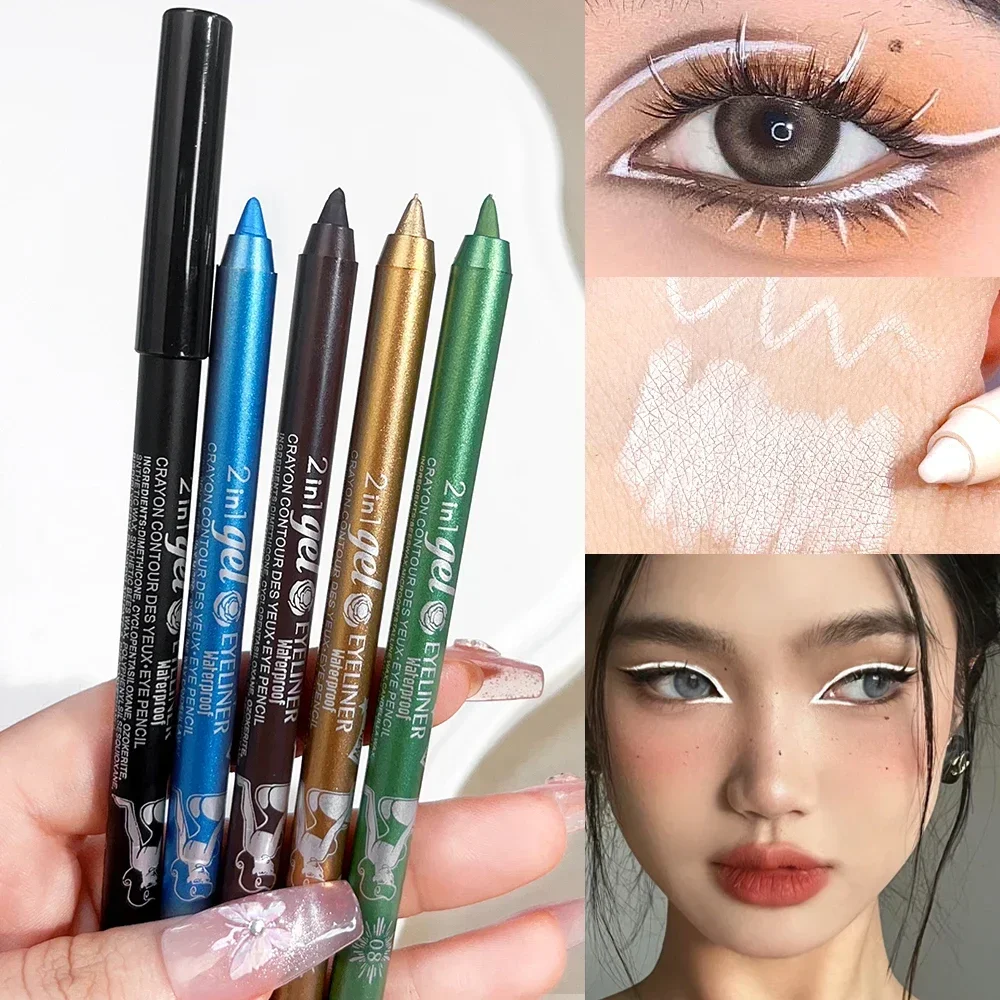 7PCS Kolorowy matowy czarny eyeliner w pisaku Trwały, nie blaknący kolor Kobiety Nie kwitnący brokat Złoty eyeliner Długopis żelowy Kosmetyki do makijażu