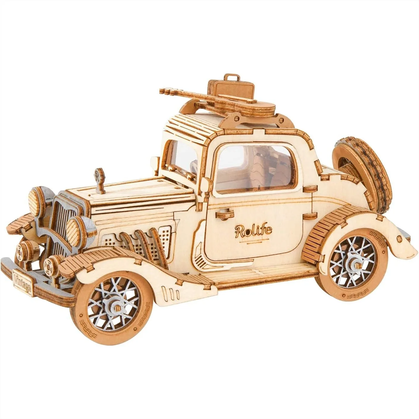 

3D Wooden Puzzles Retro Car Model Kit - Vintage Collectible for Adults Desk Toy Display Gift