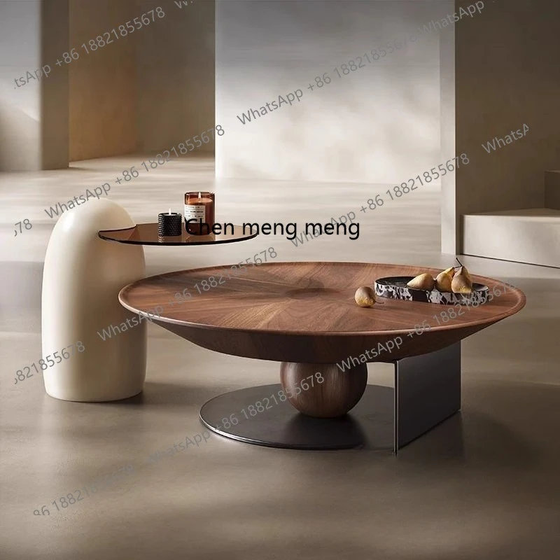 

Italian minimalist round coffee table living room light luxury modern combination small apartment home advanced creativity
