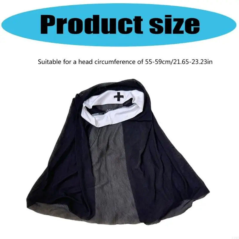 Nun Habits Hat Nun Headwear for Women Cosplay Halloween Nun Hat F3MD
