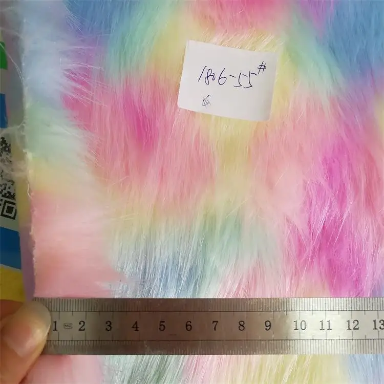 Jacquard plush Rainbow fox fur  faux fur fabric,fabric for dolls,quilting fabric