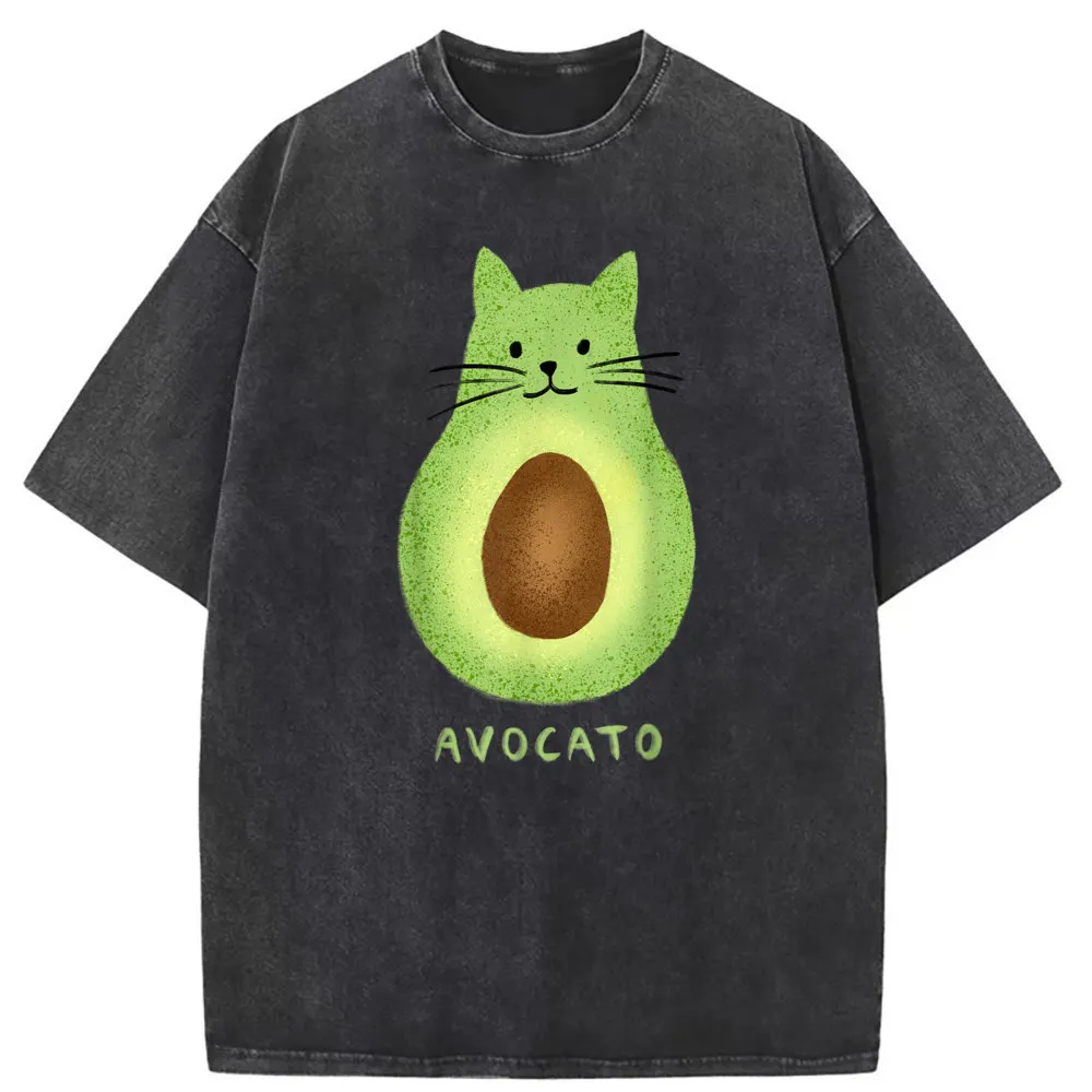 Avocato Funny Cute Cat Avocado Men Women T-shirts Long Sleeve Sweatshirts Man Vintage Cotton Fitness Tshirts Thanksgiving Day