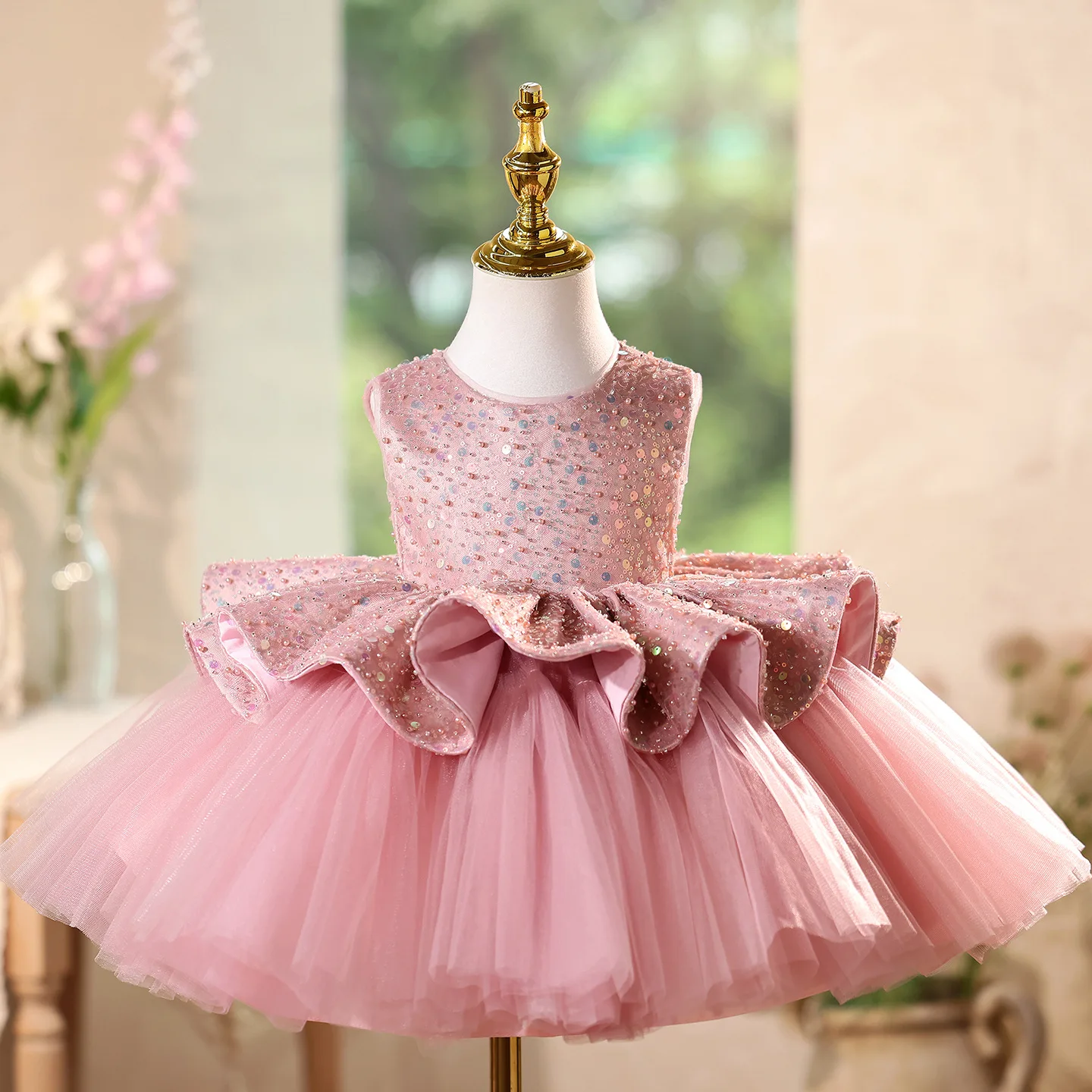 

Flower Girl Wedding Princess Ball Gown Children's Piano Host Performance Fluffy Dress y1671