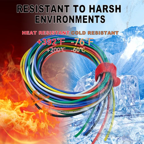Imagen 2 del producto Kit de cables eléctricos de silicona de calibre 16, 18, 20, 22, 24, 26, 28, 30, 6 colores cada cable de cobre estañado trenzado Flexible de 5 pies 18 AWG