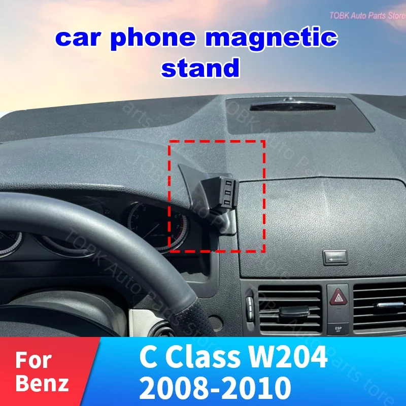 Car Phone Magnetic Stand MagSafe Mount For Mercedes Benz W204 C Class 2008 2009 2010 Wireless Charging Base Interior Accessory