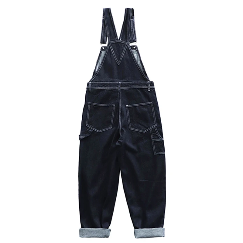 Amekaji Vintage Jeans Men Autumn Winter New Multi-pocket Plain Striped Overalls Straight Denim Jeans Retro Casual Long Trousers