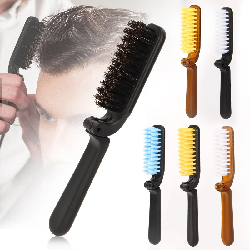 Foldable Oil Head Comb Brush Hair Care Beard Shape Dual Use Comb Brush Hair Cutting Cleaning Brush Broken Hair Comb Mini