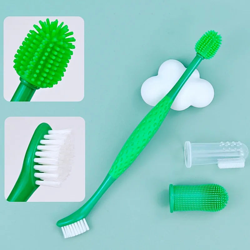 Dog Toothbrush Set Pet Toothbrush 3PCS Double Head Toothbrushes for Dog Teeth Cleaning Oral Care Cat Toothbrushes Pet Supplies