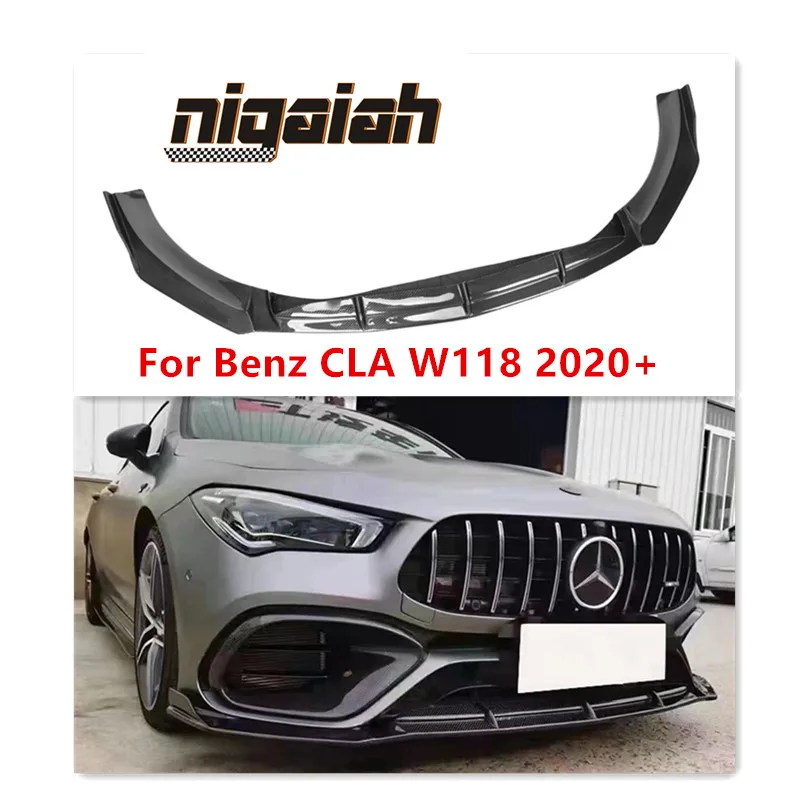 Carbon Fiber Front Lip Spoiler Front Bumper Lip  for Mercedes -Benz CLA A45 W118 C118 FD style 2020+