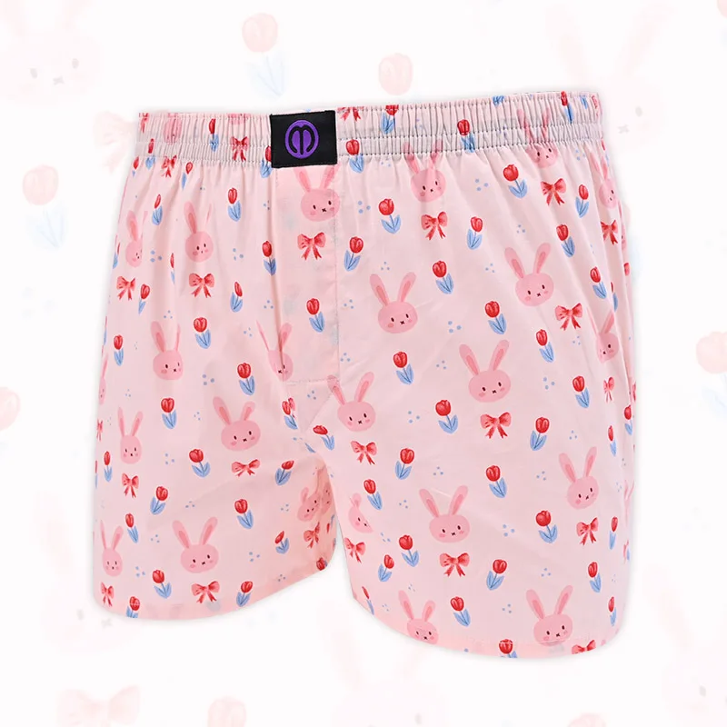 Pink Rabbit Pure Cotton Underwear Pattern For Men And Women Pattern Comfortable Breathable Shorts For Home Leisure