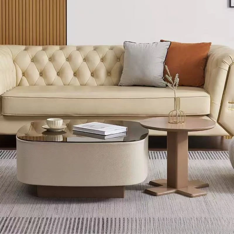 Tempered glass cream style modern minimalist living room household small apartment combination