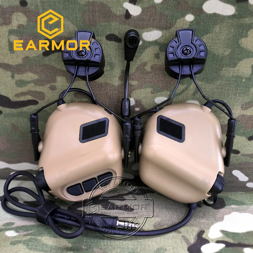 EARMOR M32H MOD4 Tactical Headset ARC Rail Adapter Set Noise Canceling Aviation Communication Softair Headphones