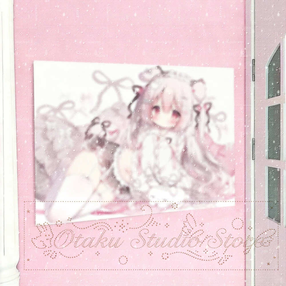 やみかわいい Yami Kawaii Pastel Bear Ribbon Girl Anime Wall Tapestry ハラジュク Harajuku Rorita Soft Haze Lace Print Bedroom Polyester Deco